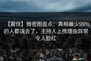 【震惊】微密圈盘点：真相最少99%的人都误会了，主持人上榜理由异常令人脸红