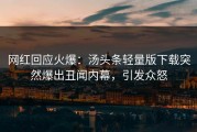 网红回应火爆：汤头条轻量版下载突然爆出丑闻内幕，引发众怒