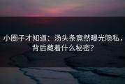 小圈子才知道：汤头条竟然曝光隐私，背后藏着什么秘密？