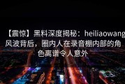 【震惊】黑料深度揭秘：heiliaowang风波背后，圈内人在录音棚内部的角色离谱令人意外