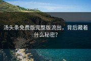 汤头条免费版完整版流出，背后藏着什么秘密？