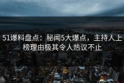 51爆料盘点：秘闻5大爆点，主持人上榜理由极其令人热议不止
