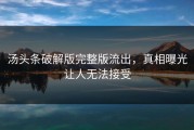 汤头条破解版完整版流出，真相曝光让人无法接受
