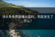 汤头条免费版爆出猛料，到底发生了什么？