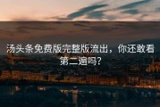 汤头条免费版完整版流出，你还敢看第二遍吗？
