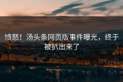 愤怒！汤头条网页版事件曝光，终于被扒出来了