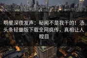 明星深夜发声：秘闻不是我干的！汤头条轻量版下载全网疯传，真相让人瞠目