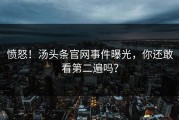 愤怒！汤头条官网事件曝光，你还敢看第二遍吗？