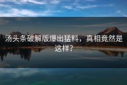 汤头条破解版爆出猛料，真相竟然是这样？