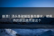 崩溃！汤头条破解版事件曝光，被疯传的原因竟然是这个