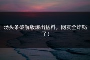汤头条破解版爆出猛料，网友全炸锅了！
