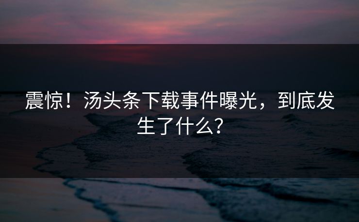 震惊！汤头条下载事件曝光，到底发生了什么？