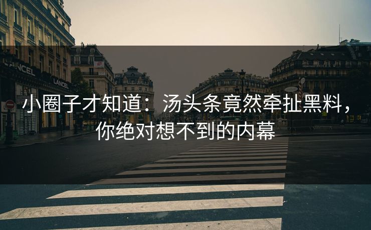 小圈子才知道：汤头条竟然牵扯黑料，你绝对想不到的内幕