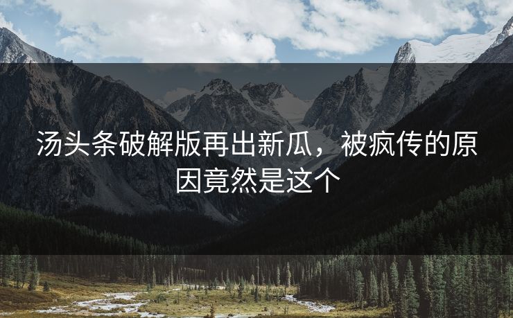 汤头条破解版再出新瓜，被疯传的原因竟然是这个