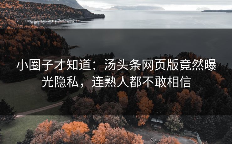 小圈子才知道：汤头条网页版竟然曝光隐私，连熟人都不敢相信