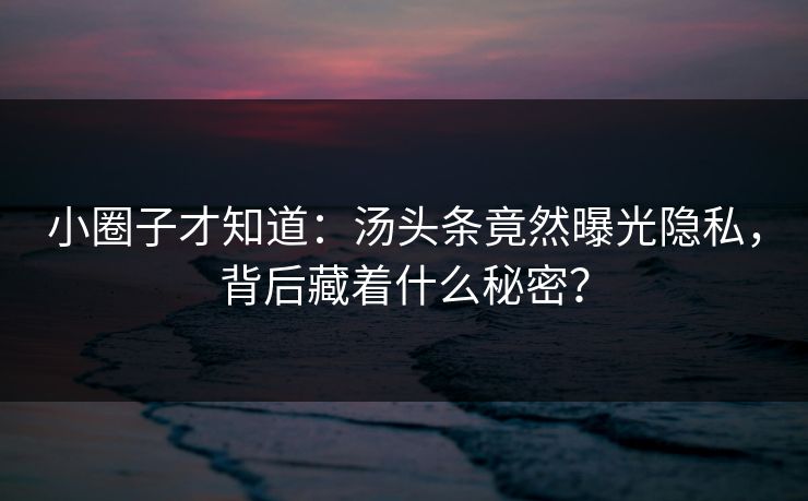 小圈子才知道：汤头条竟然曝光隐私，背后藏着什么秘密？