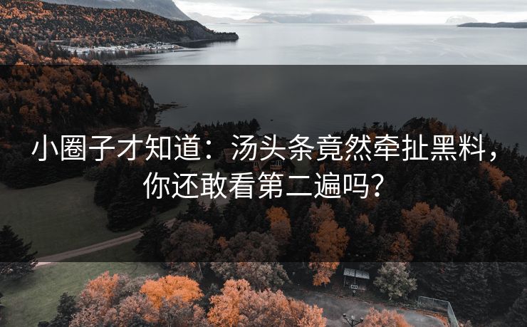 小圈子才知道：汤头条竟然牵扯黑料，你还敢看第二遍吗？