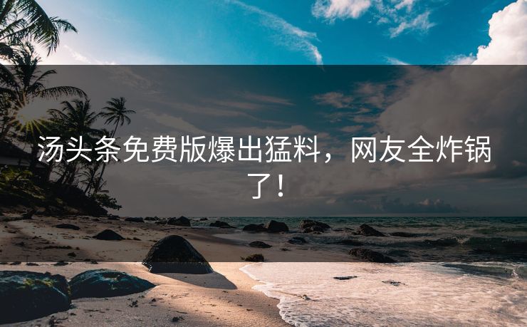 汤头条免费版爆出猛料，网友全炸锅了！