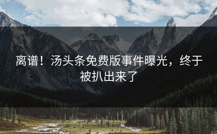 离谱！汤头条免费版事件曝光，终于被扒出来了