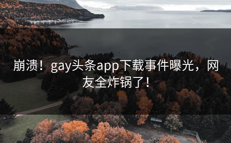 崩溃！gay头条app下载事件曝光，网友全炸锅了！
