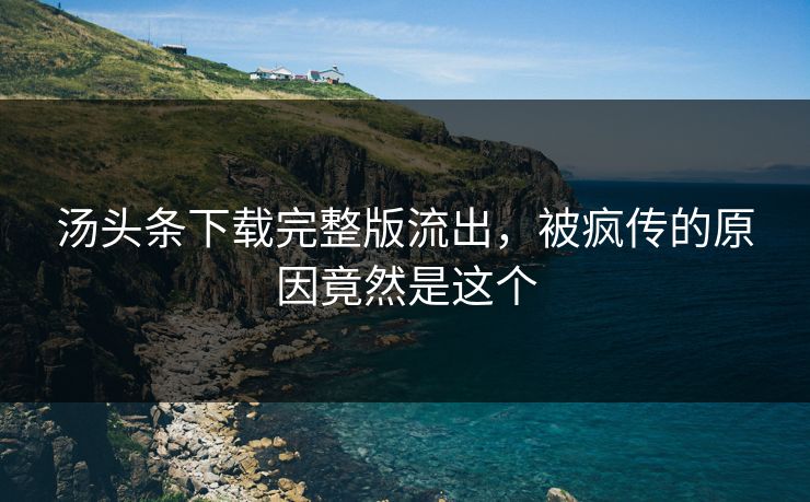汤头条下载完整版流出，被疯传的原因竟然是这个