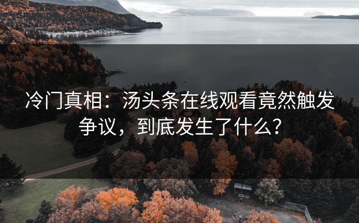 冷门真相：汤头条在线观看竟然触发争议，到底发生了什么？