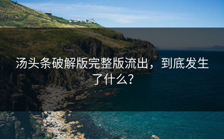 汤头条破解版完整版流出，到底发生了什么？