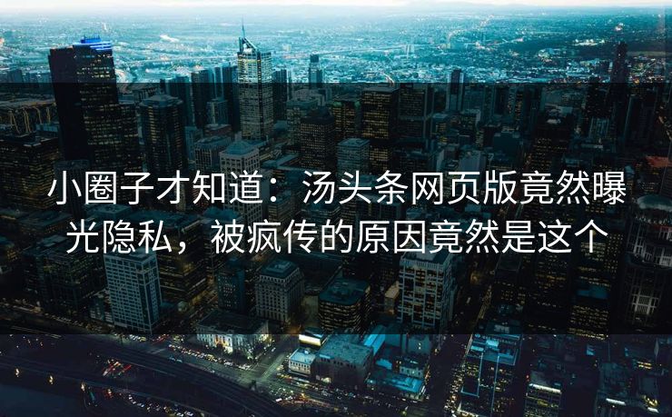 小圈子才知道：汤头条网页版竟然曝光隐私，被疯传的原因竟然是这个