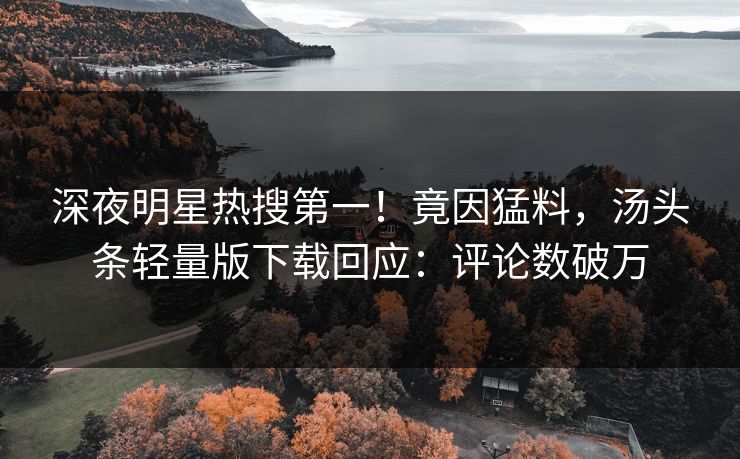 深夜明星热搜第一！竟因猛料，汤头条轻量版下载回应：评论数破万
