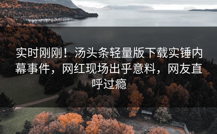 实时刚刚！汤头条轻量版下载实锤内幕事件，网红现场出乎意料，网友直呼过瘾
