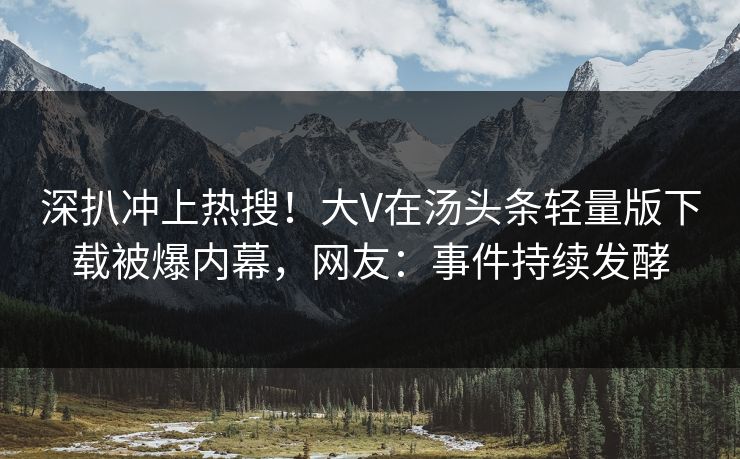 深扒冲上热搜！大V在汤头条轻量版下载被爆内幕，网友：事件持续发酵