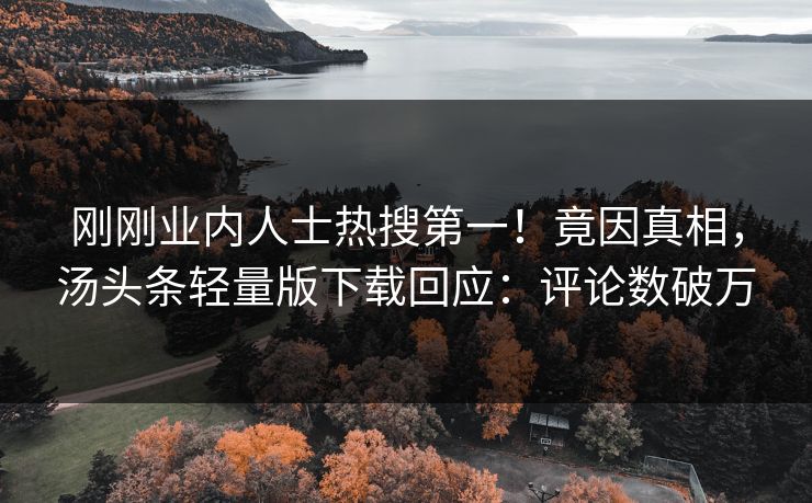 刚刚业内人士热搜第一！竟因真相，汤头条轻量版下载回应：评论数破万