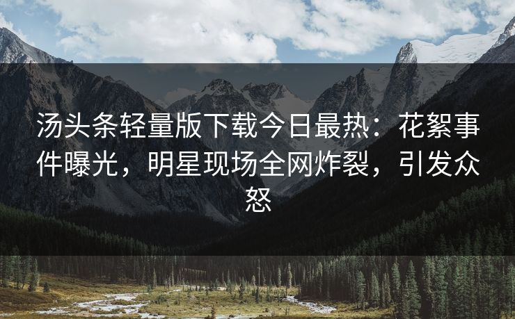 汤头条轻量版下载今日最热：花絮事件曝光，明星现场全网炸裂，引发众怒