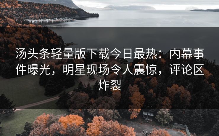 汤头条轻量版下载今日最热：内幕事件曝光，明星现场令人震惊，评论区炸裂