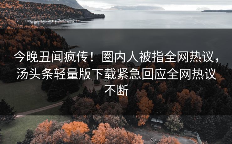 今晚丑闻疯传！圈内人被指全网热议，汤头条轻量版下载紧急回应全网热议不断