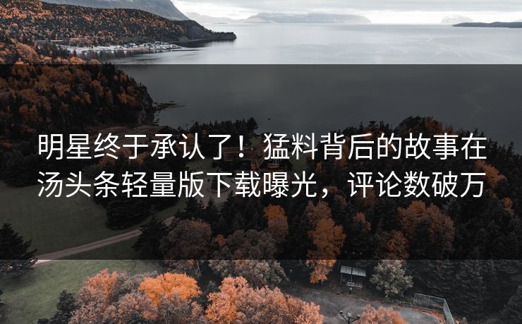 明星终于承认了！猛料背后的故事在汤头条轻量版下载曝光，评论数破万