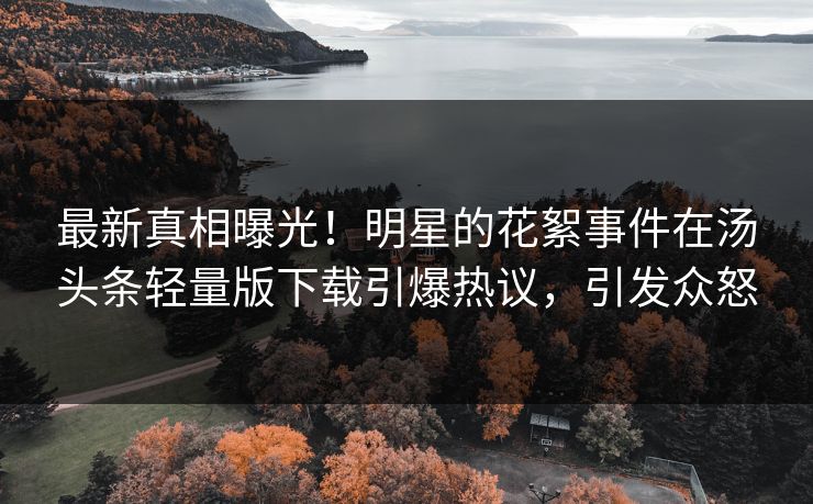 最新真相曝光！明星的花絮事件在汤头条轻量版下载引爆热议，引发众怒