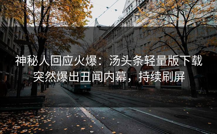 神秘人回应火爆：汤头条轻量版下载突然爆出丑闻内幕，持续刷屏