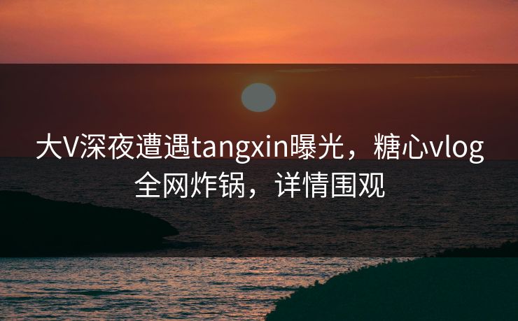 大V深夜遭遇tangxin曝光，糖心vlog全网炸锅，详情围观