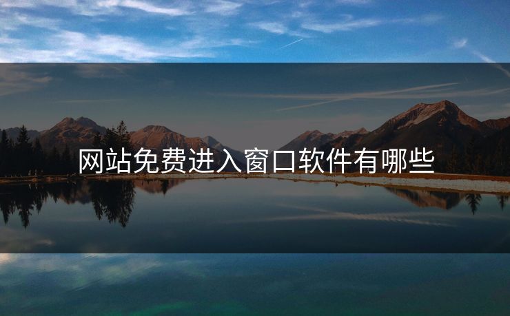 网站免费进入窗口软件有哪些