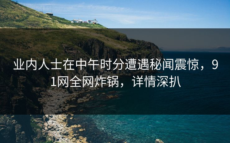 业内人士在中午时分遭遇秘闻震惊，91网全网炸锅，详情深扒