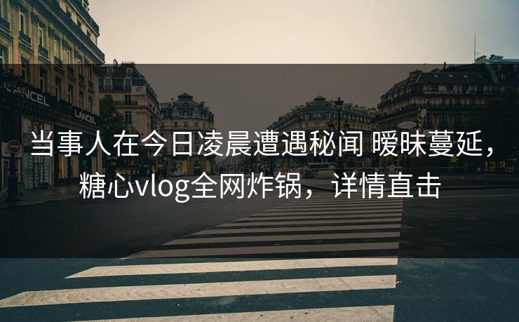 当事人在今日凌晨遭遇秘闻 暧昧蔓延，糖心vlog全网炸锅，详情直击