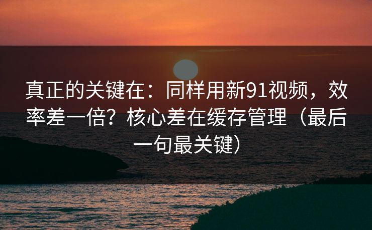 真正的关键在：同样用新91视频，效率差一倍？核心差在缓存管理（最后一句最关键）